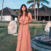 Dusty Pink Maxi Dress Bohemian Evening Belted Bridesmaid