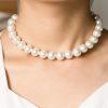 12mm Big Pearl Necklace Choker Bridal Wedding Jewelry